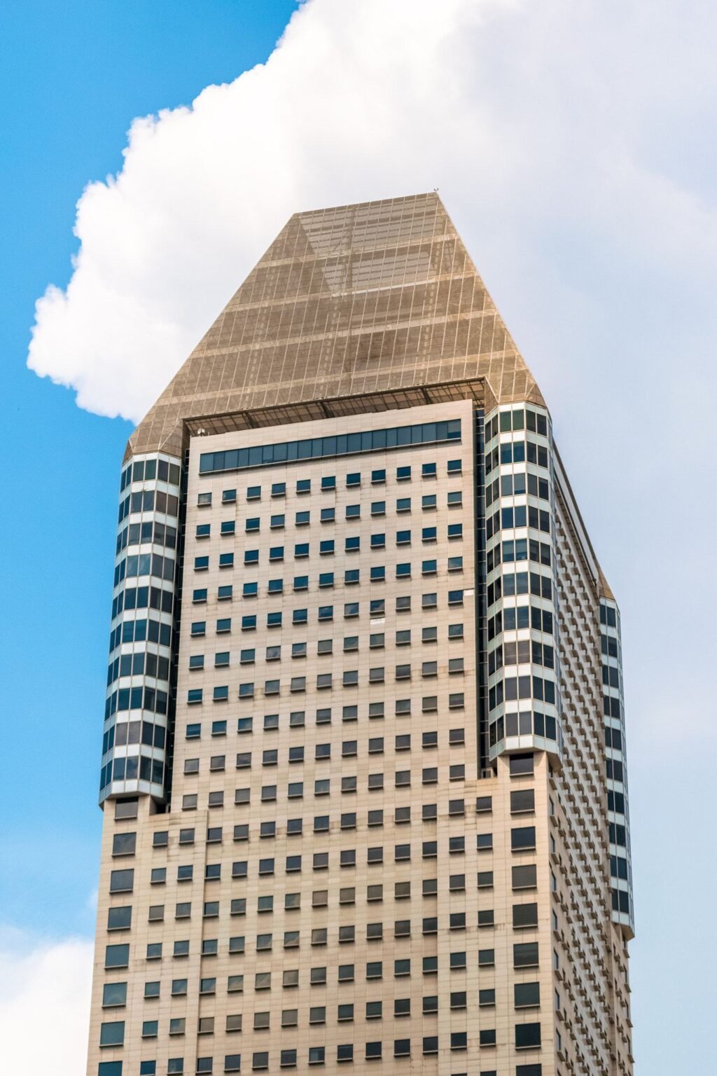 Glass office towers of a business district against the sky